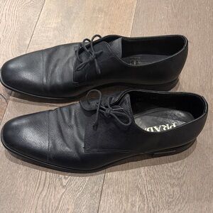 Prada Classic Black Leather Derbys